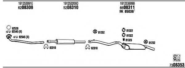 WALKER VW20444 Система випуску ОГ