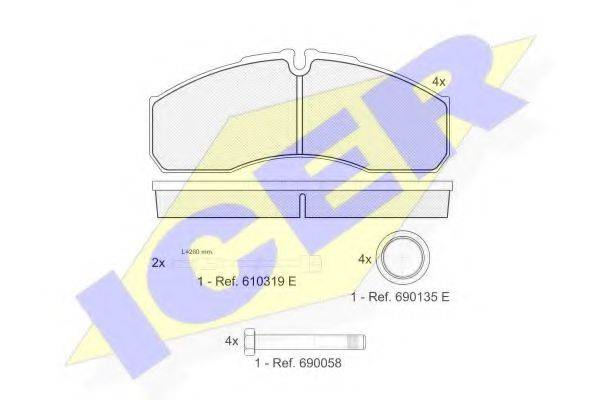 ICER 141499 Комплект гальмівних колодок, дискове гальмо