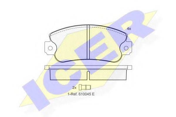ICER 180418 Комплект гальмівних колодок, дискове гальмо