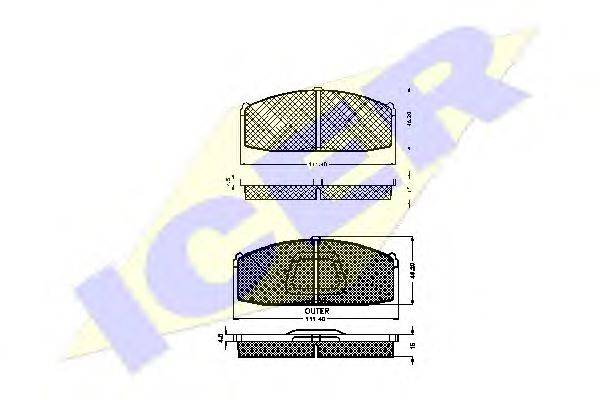 ICER 180499 Комплект гальмівних колодок, дискове гальмо