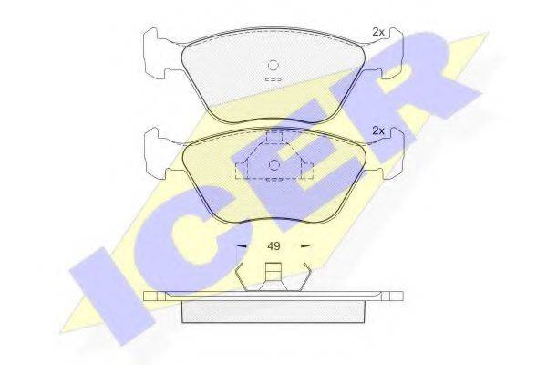 ICER 180952 Комплект гальмівних колодок, дискове гальмо