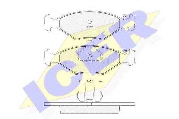 ICER 181596 Комплект гальмівних колодок, дискове гальмо