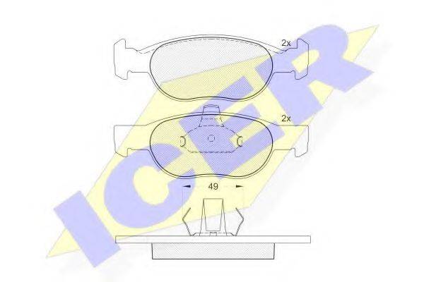 ICER 181616 Комплект гальмівних колодок, дискове гальмо