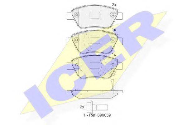 ICER 181810 Комплект гальмівних колодок, дискове гальмо