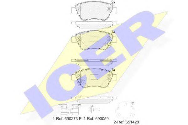 ICER 181810203 Комплект гальмівних колодок, дискове гальмо