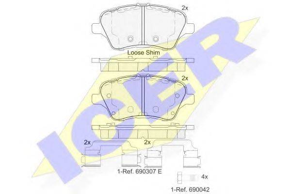 ICER 182108 Комплект гальмівних колодок, дискове гальмо