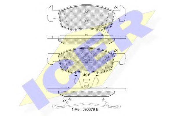 ICER 182223 Комплект гальмівних колодок, дискове гальмо