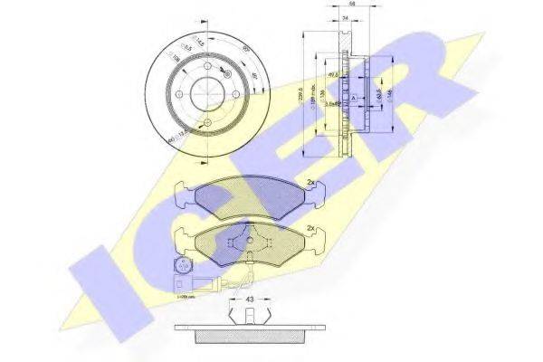 ICER 304104844 Комплект гальм, дисковий гальмівний механізм