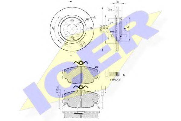 ICER 305543550 Комплект гальм, дисковий гальмівний механізм