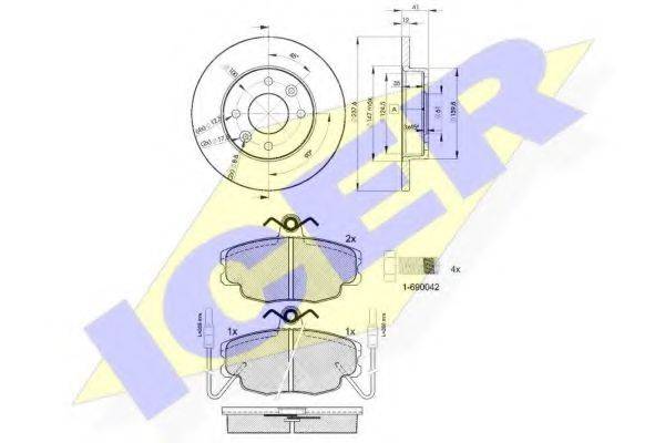 ICER 305544705 Комплект гальм, дисковий гальмівний механізм