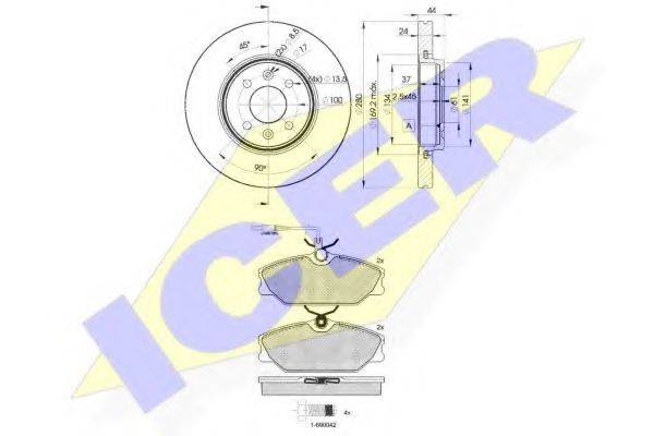 ICER 309307829 Комплект гальм, дисковий гальмівний механізм
