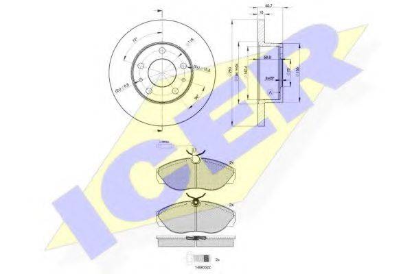 ICER 310534680 Комплект гальм, дисковий гальмівний механізм