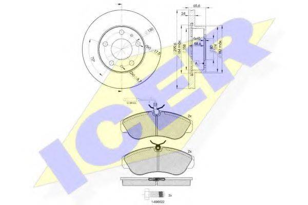 ICER 310544682 Комплект гальм, дисковий гальмівний механізм