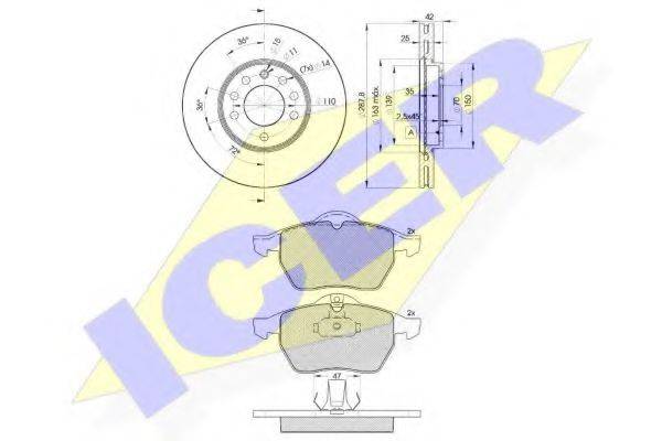 ICER 311289043 Комплект гальм, дисковий гальмівний механізм