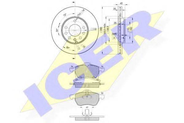 ICER 312489060 Комплект гальм, дисковий гальмівний механізм