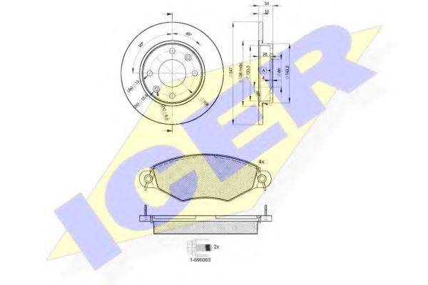 ICER 312554689 Комплект гальм, дисковий гальмівний механізм