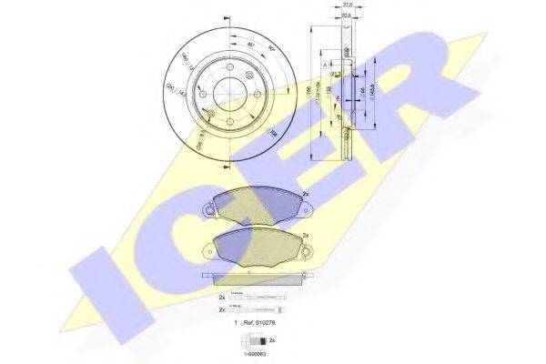 ICER 312784697 Комплект гальм, дисковий гальмівний механізм