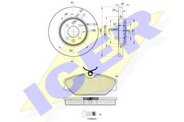 ICER 314387829 Комплект гальм, дисковий гальмівний механізм