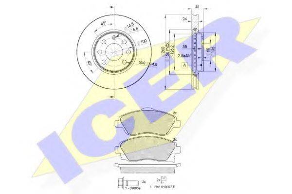 ICER 315269000 Комплект гальм, дисковий гальмівний механізм