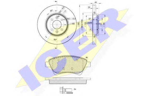 ICER 315357829 Комплект гальм, дисковий гальмівний механізм