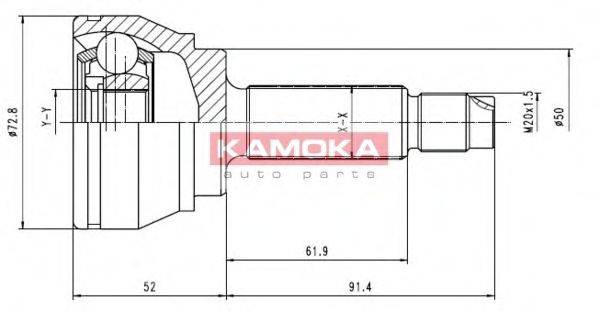 KAMOKA 6168 Шарнірний комплект, приводний вал
