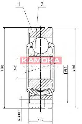 KAMOKA 8738 Шарнірний комплект, приводний вал