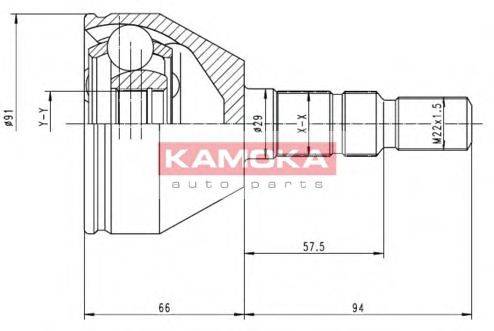 KAMOKA 6037 Шарнірний комплект, приводний вал