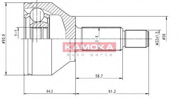 KAMOKA 6040 Шарнірний комплект, приводний вал