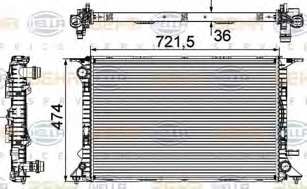 HELLA 8MK376745641 Радіатор, охолодження двигуна