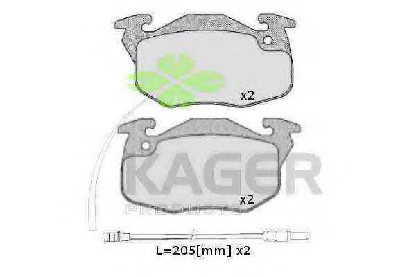 KAGER 350122 Комплект гальмівних колодок, дискове гальмо