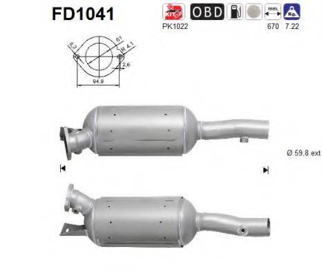 AS FD1041 Саджовий/частковий фільтр, система вихлопу ОГ