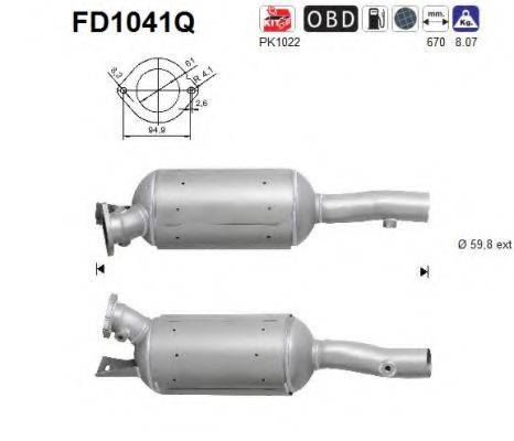 AS FD1041Q Саджовий/частковий фільтр, система вихлопу ОГ