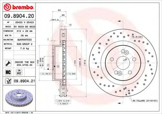 BRECO BS9033 гальмівний диск