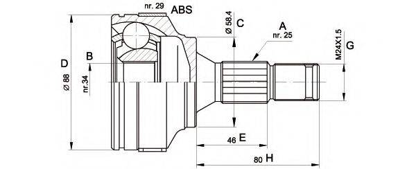 OPEN PARTS CVJ529710 Шарнірний комплект, приводний вал