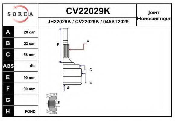 EAI CV22029K Шарнірний комплект, приводний вал