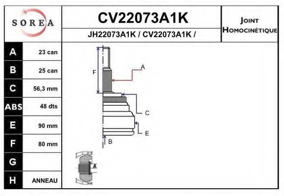 EAI CV22073A1K Шарнірний комплект, приводний вал