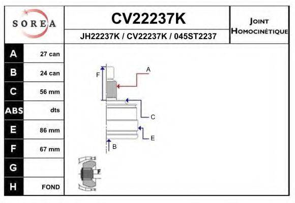 EAI CV22237K Шарнірний комплект, приводний вал
