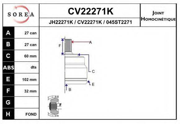 EAI CV22271K Шарнірний комплект, приводний вал