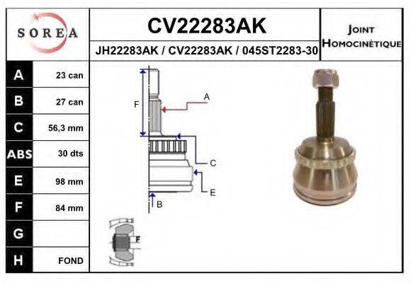 EAI CV22283AK Шарнірний комплект, приводний вал