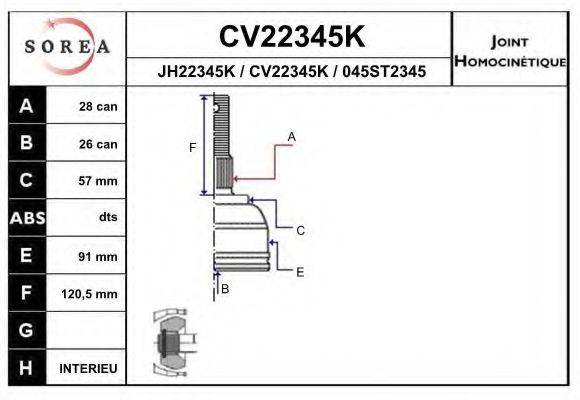 EAI CV22345K Шарнірний комплект, приводний вал