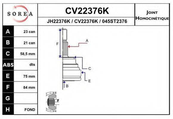 EAI CV22376K Шарнірний комплект, приводний вал