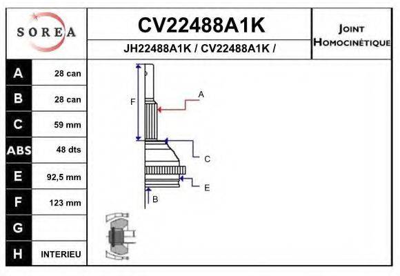 EAI CV22488A1K Шарнірний комплект, приводний вал
