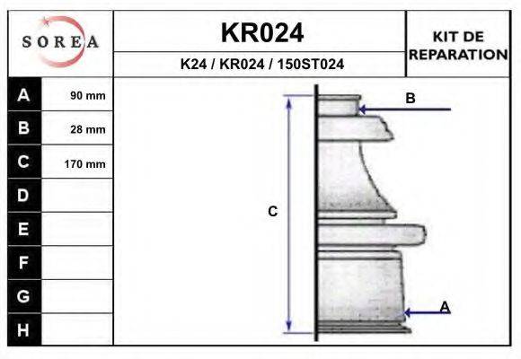 EAI KR024 Комплект пильника, приводний вал