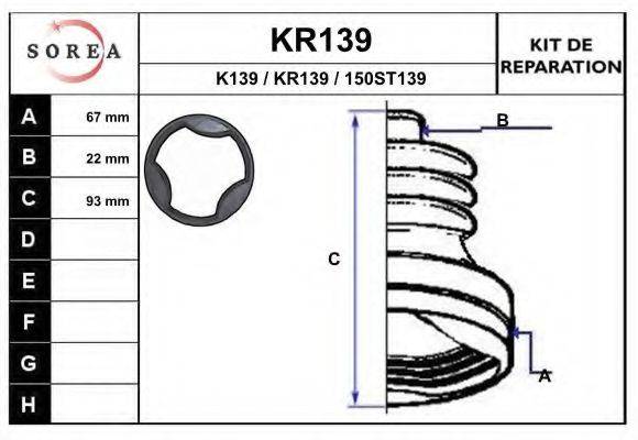 EAI KR139 Комплект пильника, приводний вал