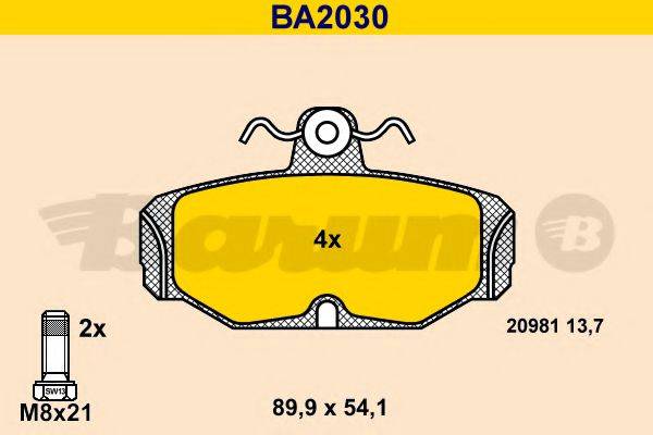 BARUM BA2030 Комплект гальмівних колодок, дискове гальмо