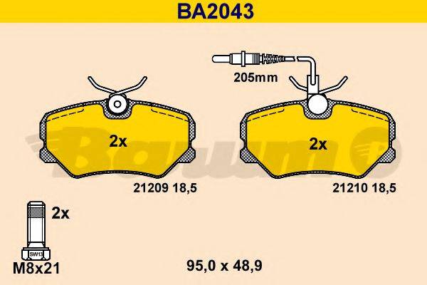 BARUM BA2043 Комплект гальмівних колодок, дискове гальмо