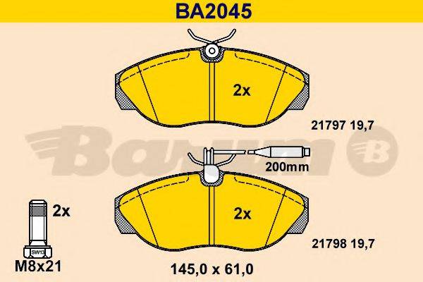 BARUM BA2045 Комплект гальмівних колодок, дискове гальмо