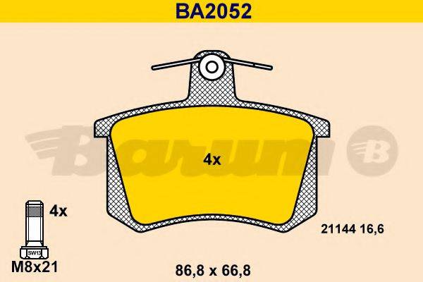 BARUM BA2052 Комплект гальмівних колодок, дискове гальмо