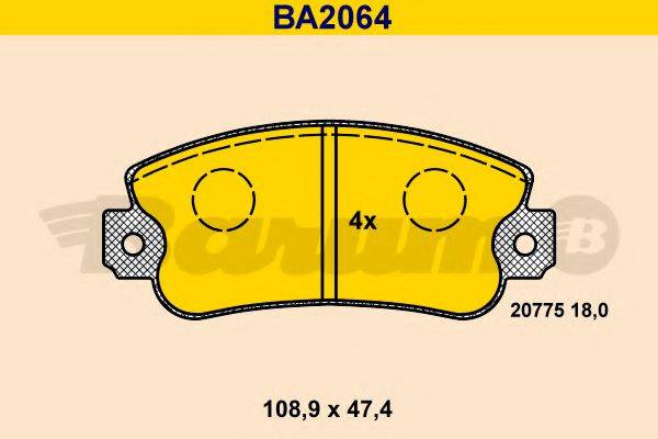 BARUM BA2064 Комплект гальмівних колодок, дискове гальмо