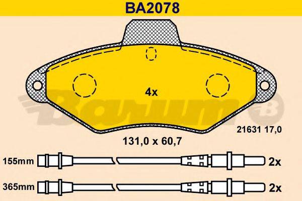 BARUM BA2078 Комплект гальмівних колодок, дискове гальмо